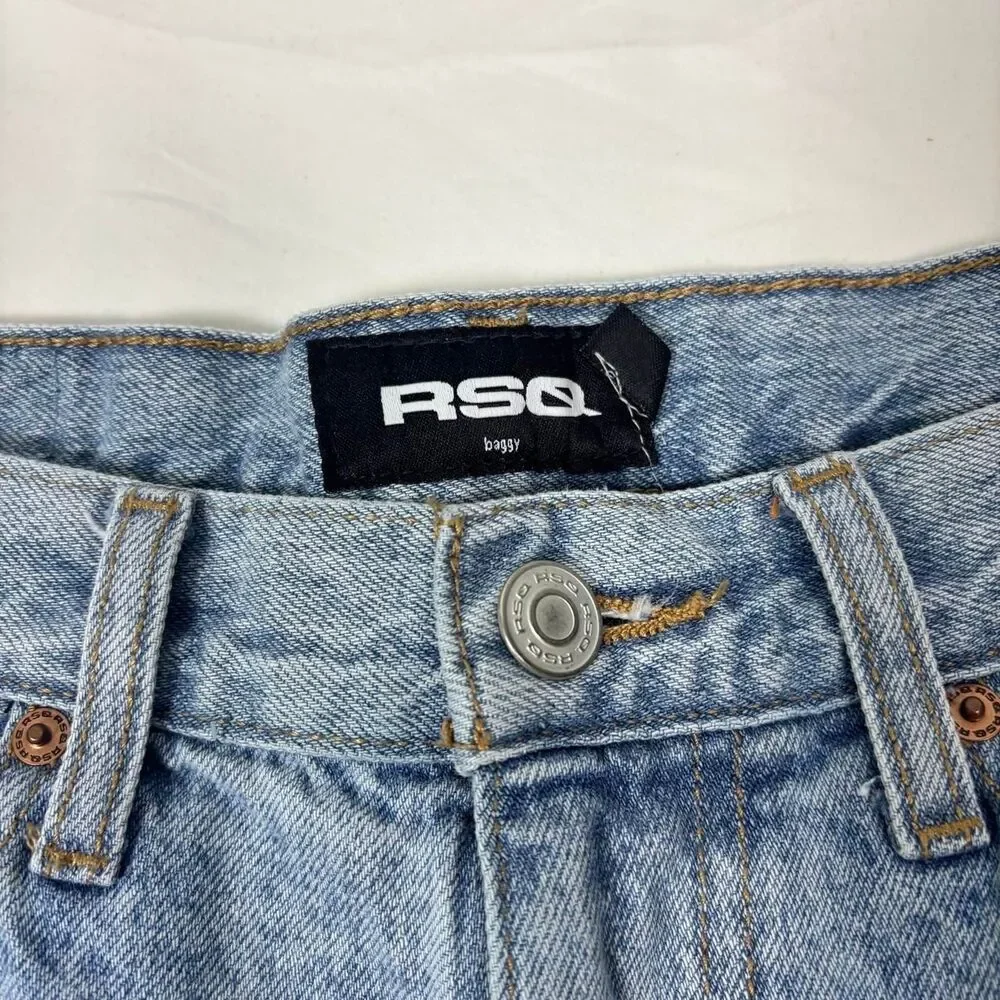 Blue denim JORTS with star patches